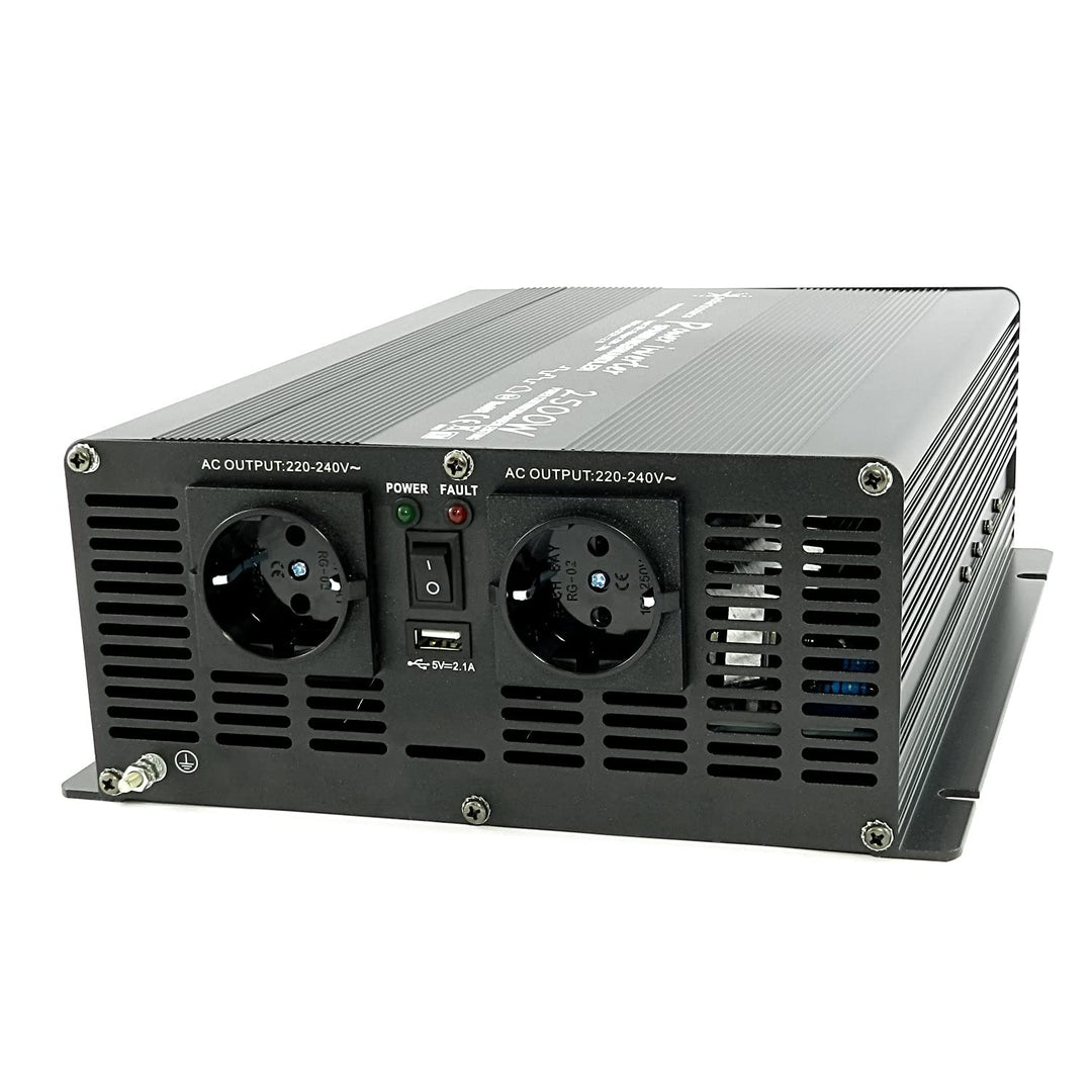 Neu solartronics Spannungswandler Wechselrichter Intverter NM 2500-5000 Watt 12V zu 230V schwarz USB
