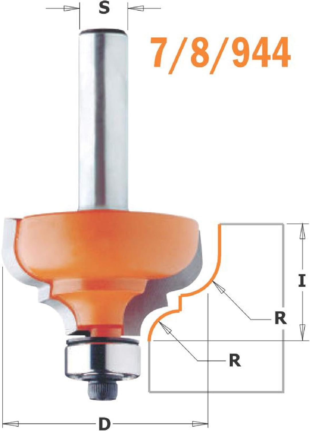 CMT ORANGE TOOLS 944.350.11 - PROFIL-FRÄSER M/ANLAUF. HM S=8 R=4.8/6.4
