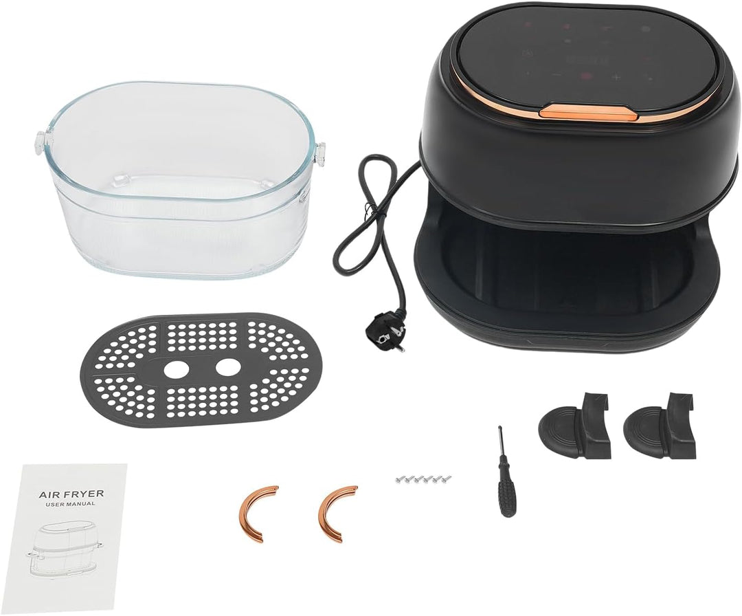 Heissluftfritteuse 4L, Air Fryer mit Frittierkorb aus Glas, Digitalem LED-Touchscreen, 1-120Min, Sic