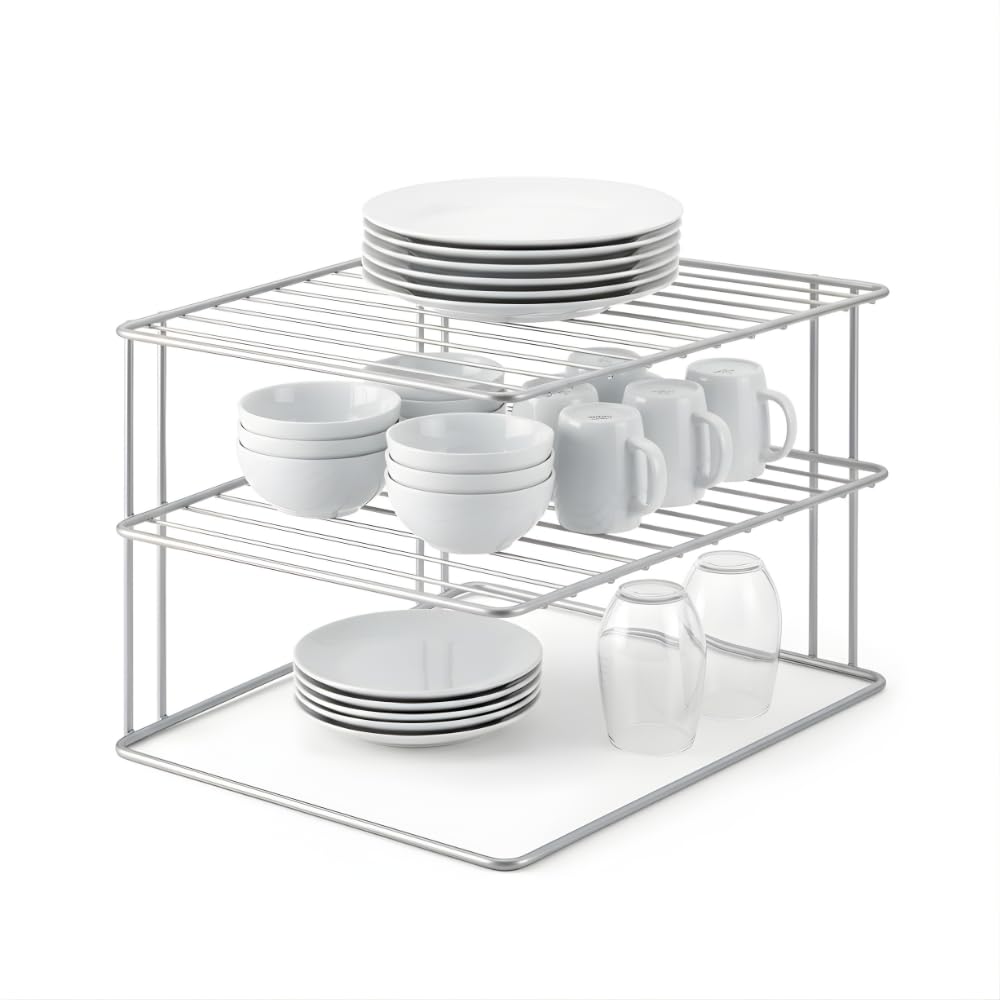 Metaltex 364002 Palio Eck-Schrankeinsatz, 2-Etagen, 25 x 25 x 19 cm, silber, Silber