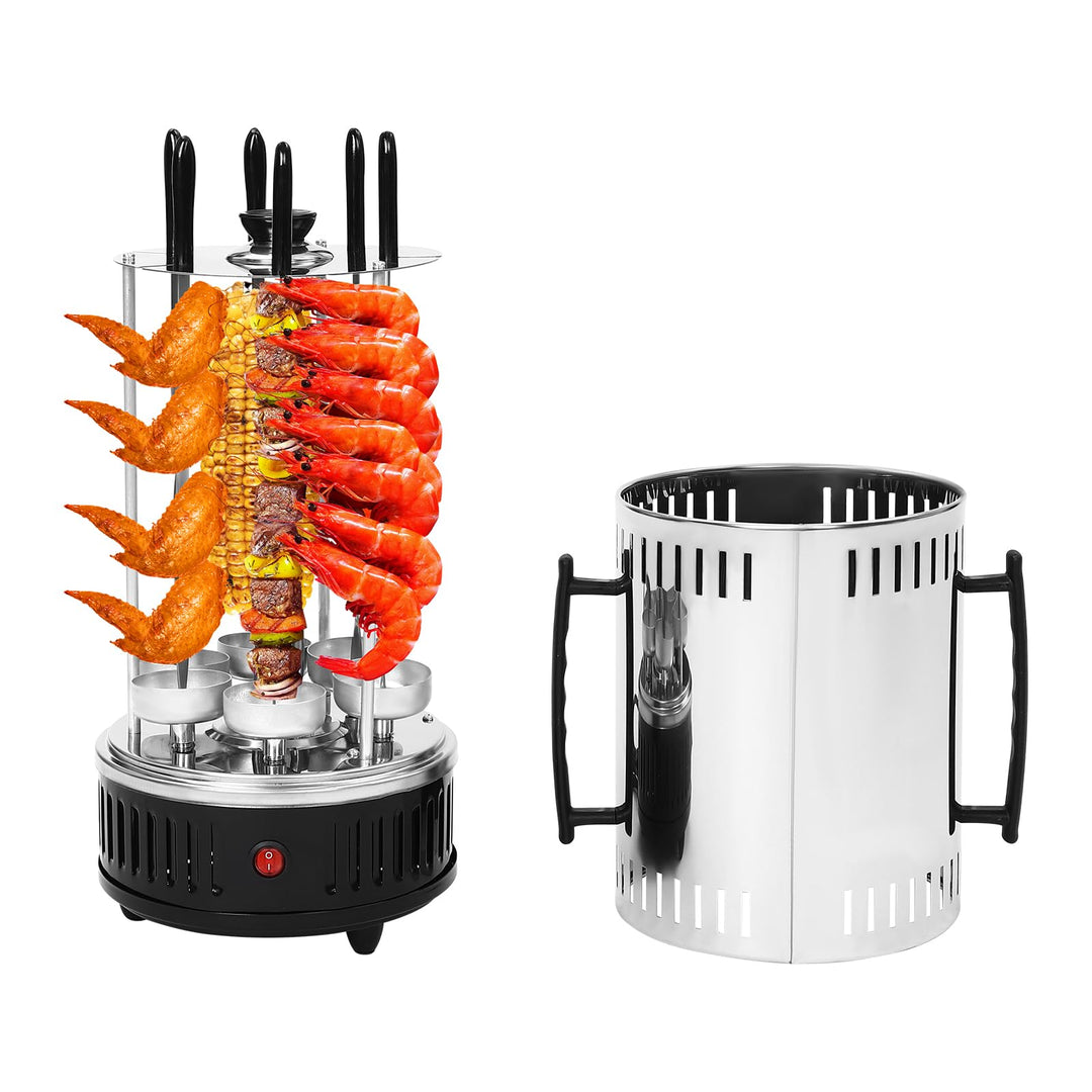 1000W Vertikaler Elektrogrill, Schaschlikgrill Tischgrill Dönergrill,Elektrischer Grill mit Spiesse