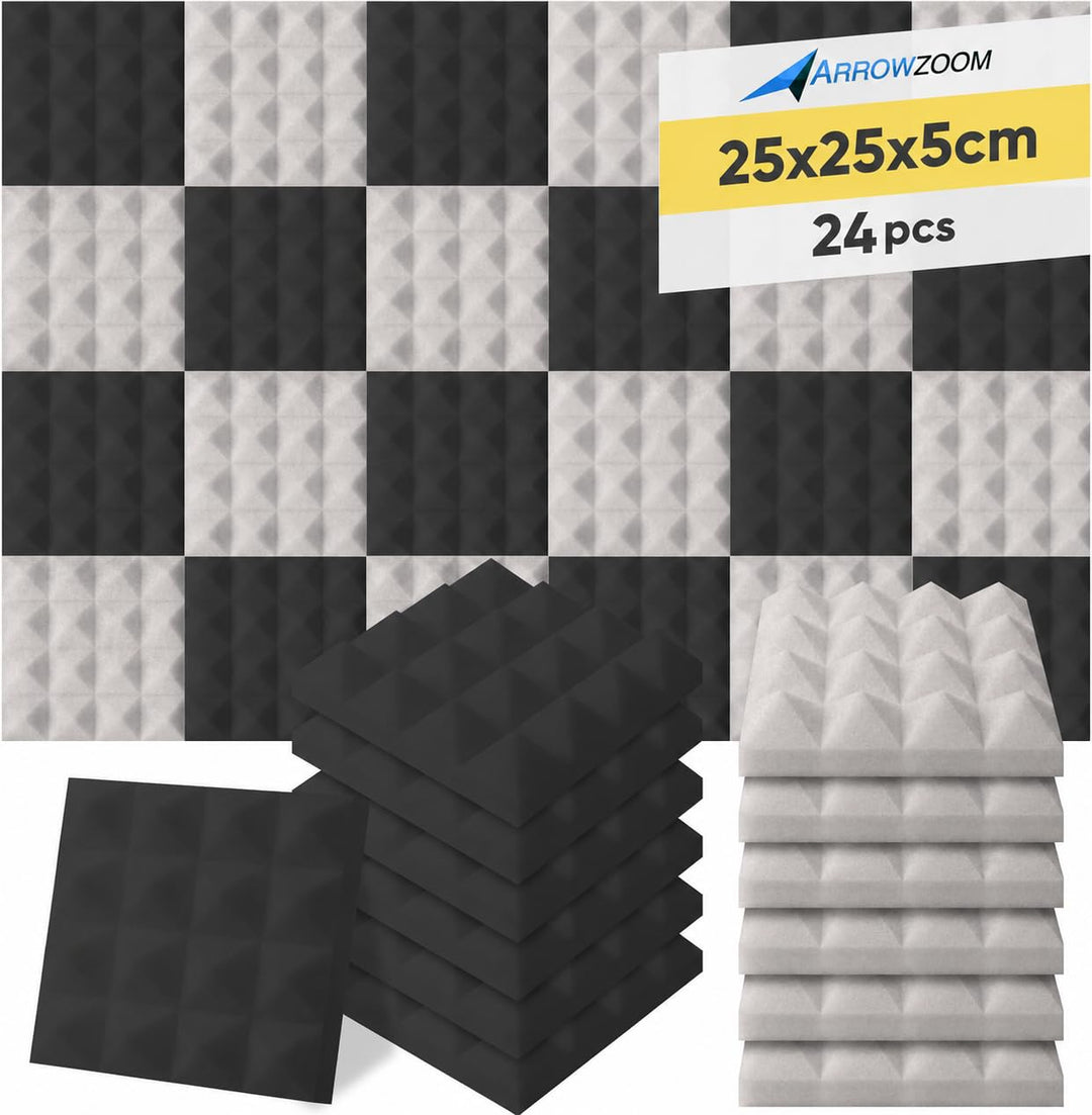 Arrowzoom 24 Akkustik Platten Akkustikschaumstoffmatten Akustikschaumstoff 25x25x5cm Dämmung Wedge N