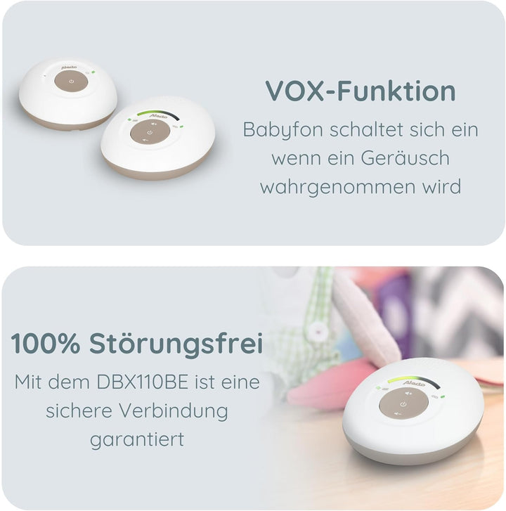 Alecto DBX110 Babyphone Audio - digitales Babyphone mit DECT - 300 m Reichweite - kompaktes Design -