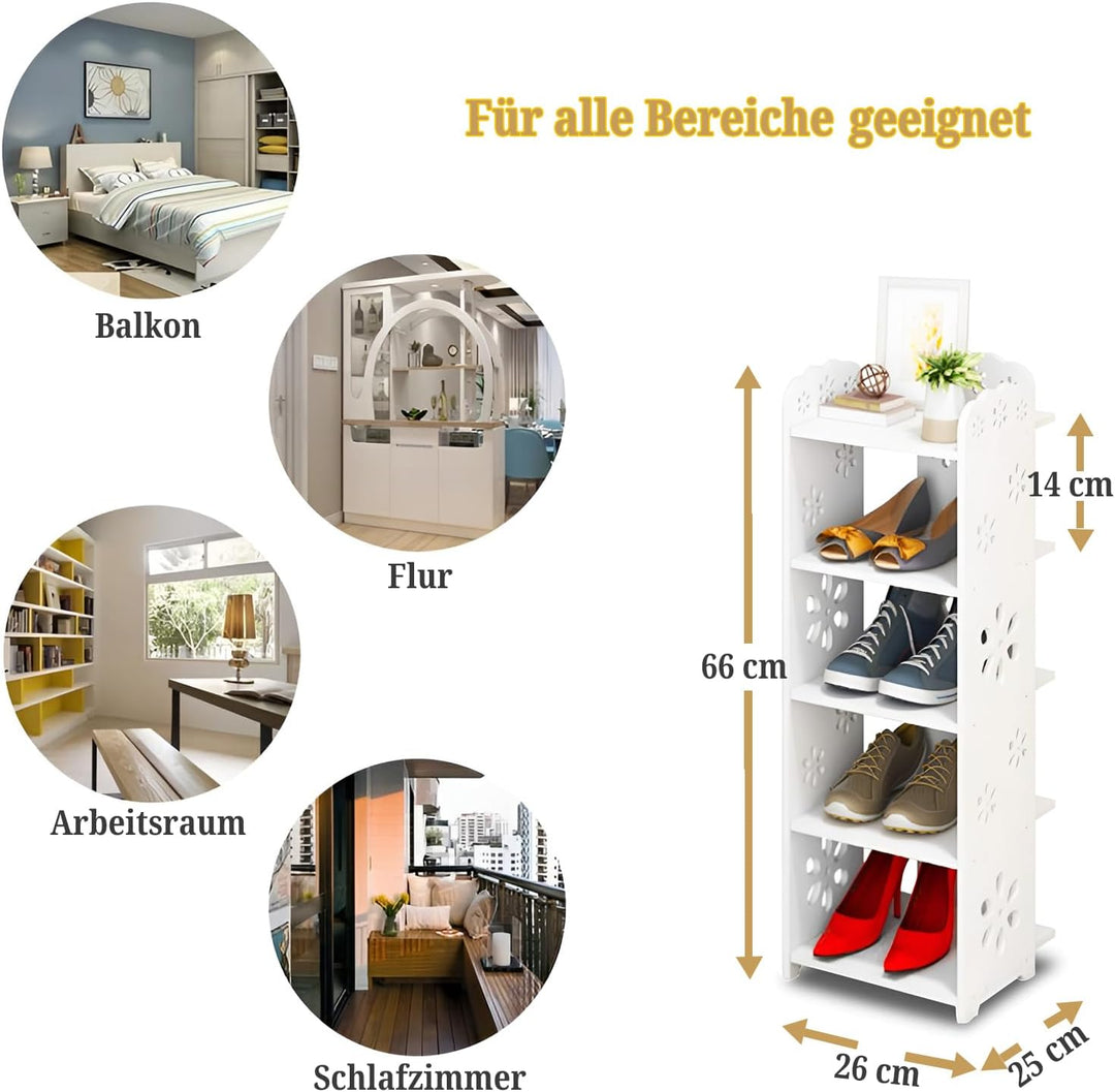 Dripex Schuhregal Standregal 5 Ablagen Schuhablage Schuhständer Schuhschrank multifunktional Standre
