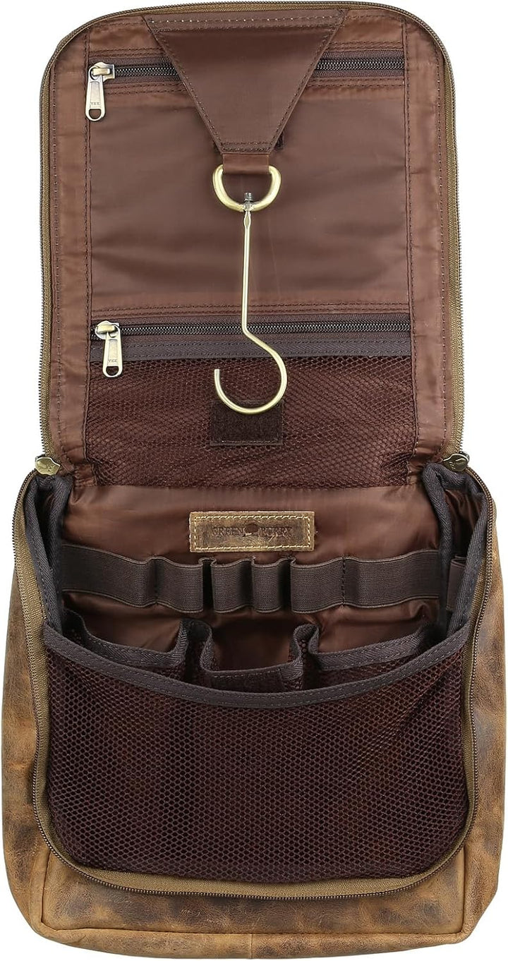 Greenburry – Vintage Kosmetiktasche Rindsleder Reisezubehör 1735-25, Braun, Einheitsgrösse, Braun, b