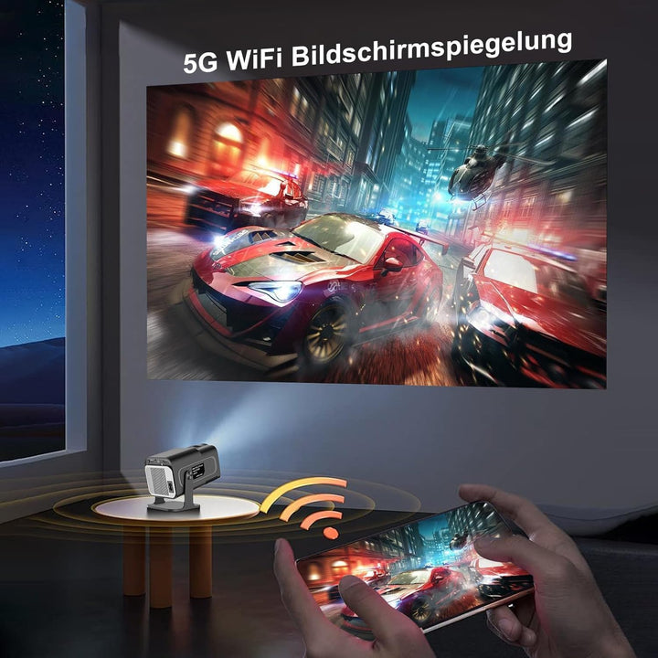 WOOPKER Mini Projektor HY320 Tragbarer Projektor, Unterstützt 4K 1080P mit Zweiband-WIFI6 5G Drahtlo