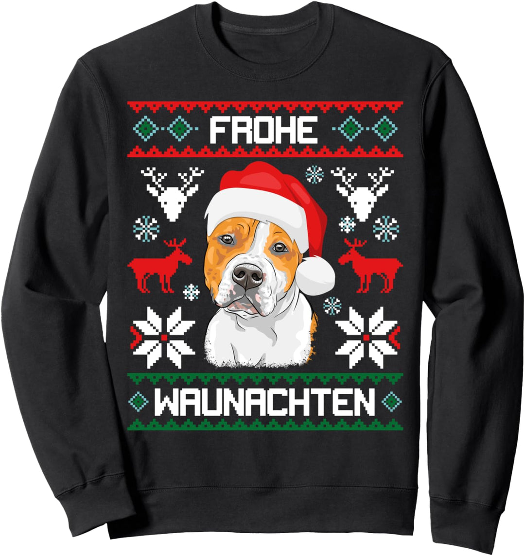 American Staffordshire Terrier Frohe Waunachten Weihnachten Sweatshirt