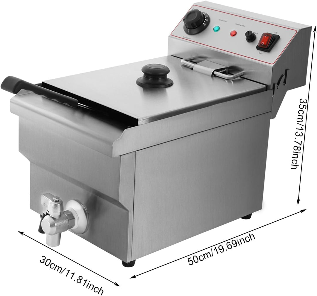 Silber Elektrofritteuse, Grosser Kapazität Küchenfritteuse mit Korb, für Familien, Restaurants, Supe