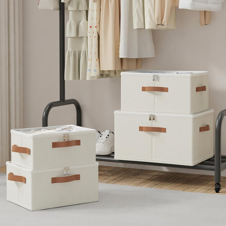 OUTBROS Aufbewahrungsbox mit Deckel, Faltbare Stoffboxen, Kleiderschrank Organizer, Unterbett Aufbew