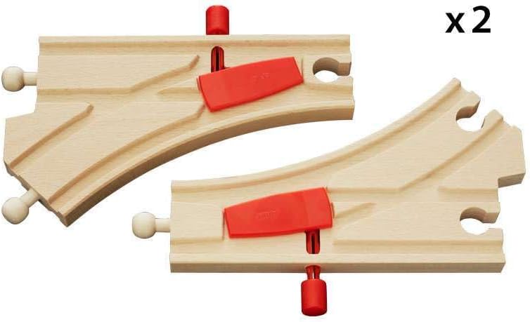 BRIO World - 33599 Akku Lok mit Mini USB & Bahn 33344 - Mechanisches Weichenpaar - Eisenbahnzubehör