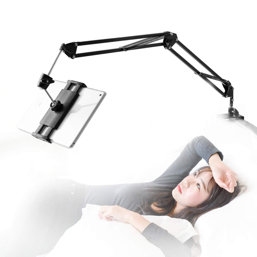 Tablet-Ständer für Bett Halterung -Ständerhalter 360 Grad Drehbarer mit Stabilem Aluminiumarm für iP