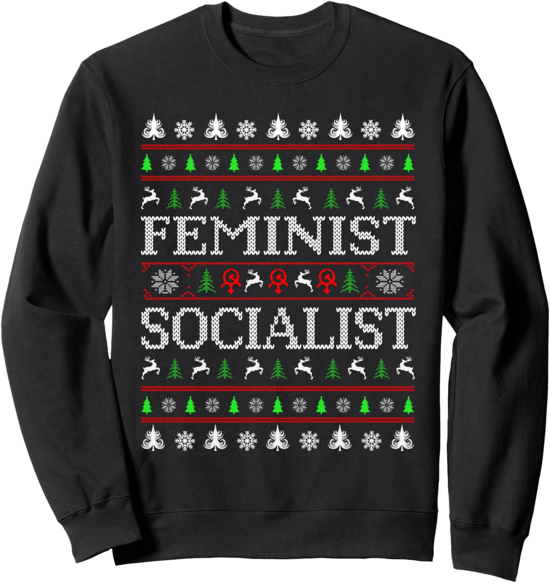 Komisch Weihnachten Feministin Socialist Hässlich Sweater Sweatshirt