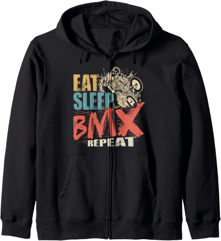 Vintage Eat Sleep BMX Repeat Lustiges BMX Rad Kapuzenjacke