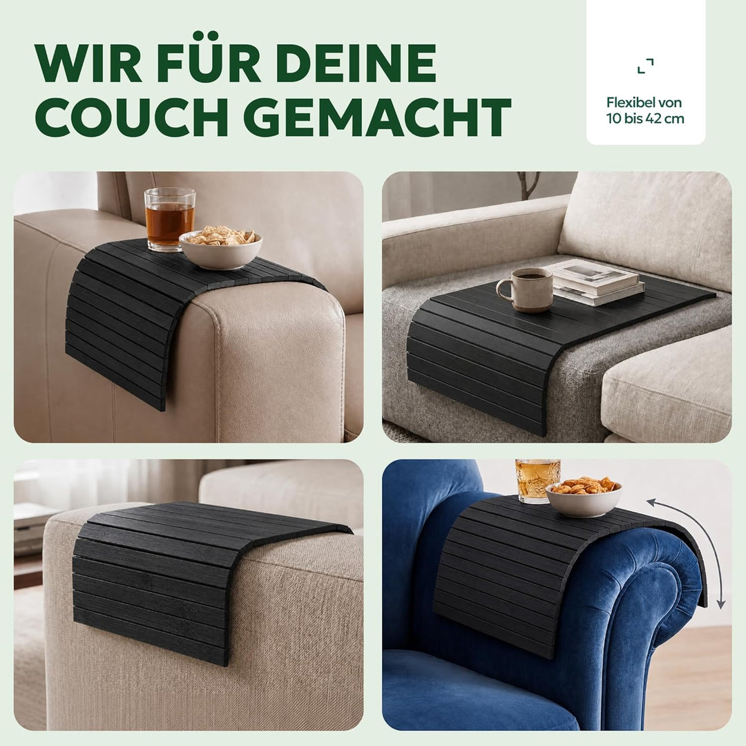 BAM BOO BOX Sofatablett aus Bambus - Couch Tablett flexibel - Sofatablett Armlehne - Sofa Tablett Ho