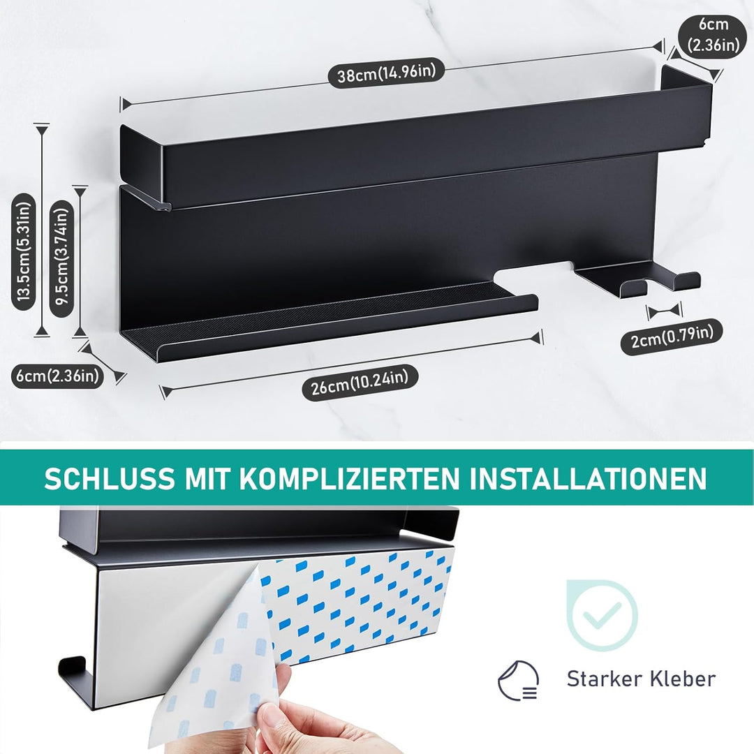 Föhnhalter Wand Ohne Bohren, Schwarz Lockenstab Styler Zubehör Wandhalterung, Metall Glätteisen Halt