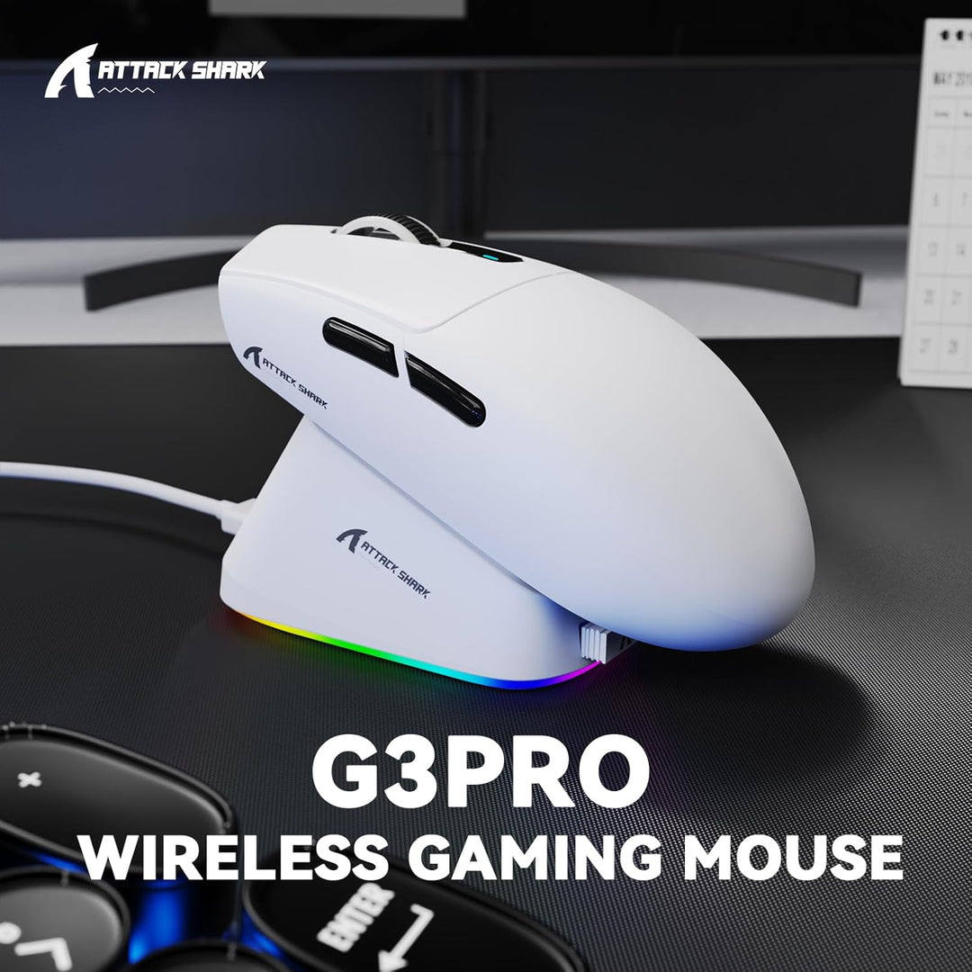 MAMBASNAKE x Attack Shark G3PRO Gaming-Maus mit Magnetischer Ladestation, BT/2.4G Wireless/Kabel, Pi