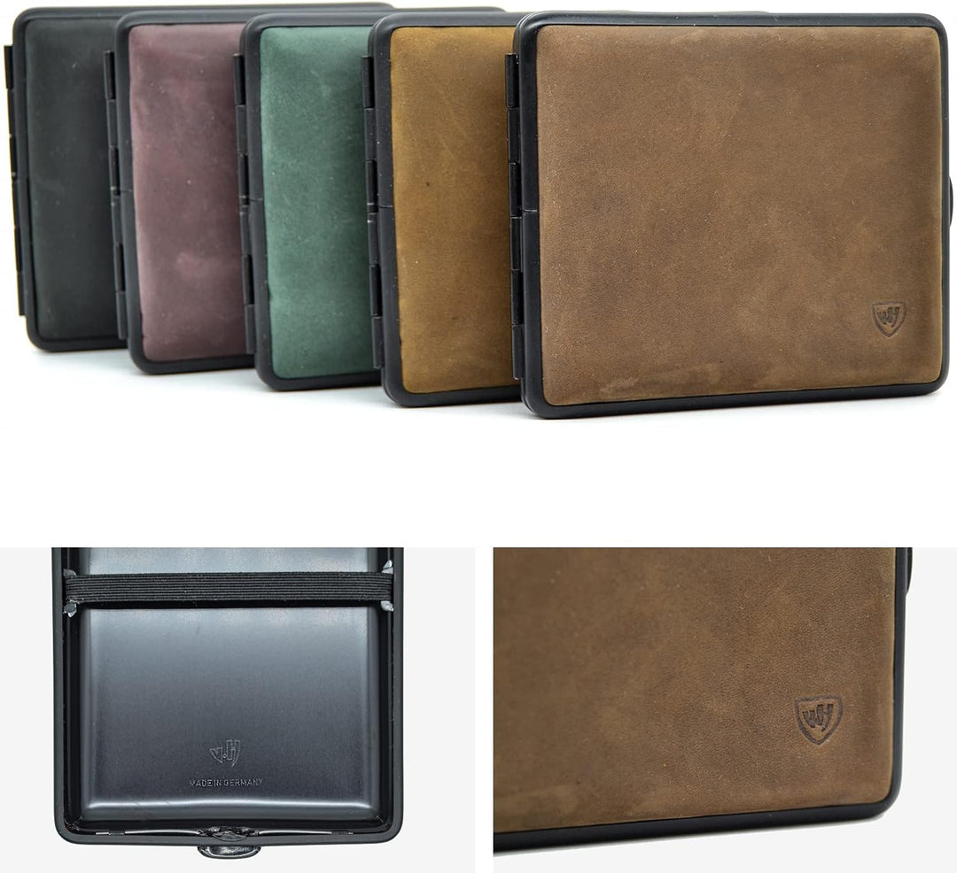 v.H 1912 VOM HOFE MANUFAKTUR Zigarettenetui Echtleder, Handmade in Germany, Schwarz, 85mm - Etui, Zi