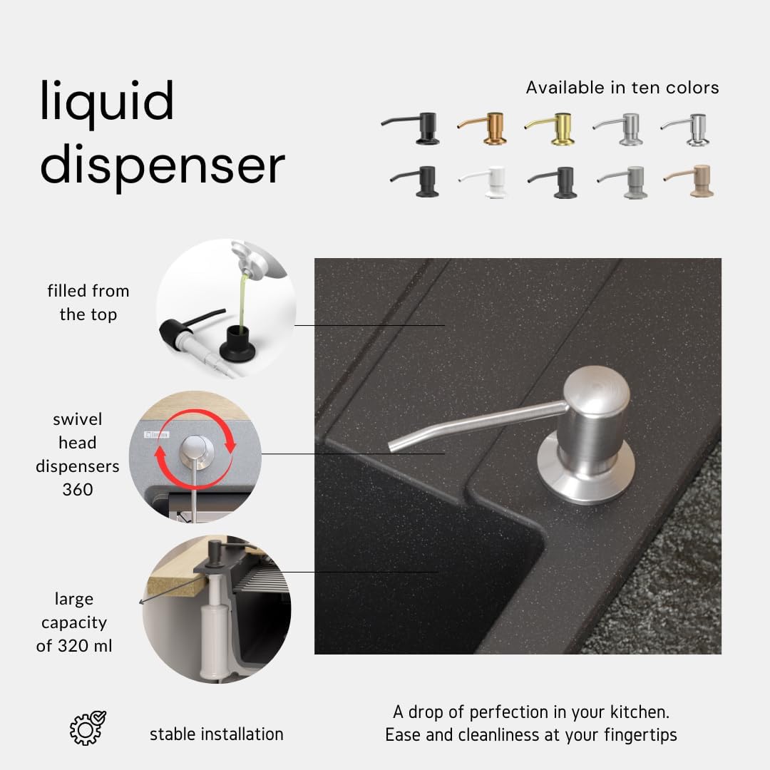 QUADRON | Spender für Geschirrspülmittel | Geschirrspülmittel-Spender| 350ml | Installation in der S