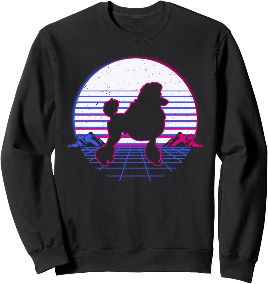 Pudel Hund Welpe Retro Vintage Sunset Sweatshirt