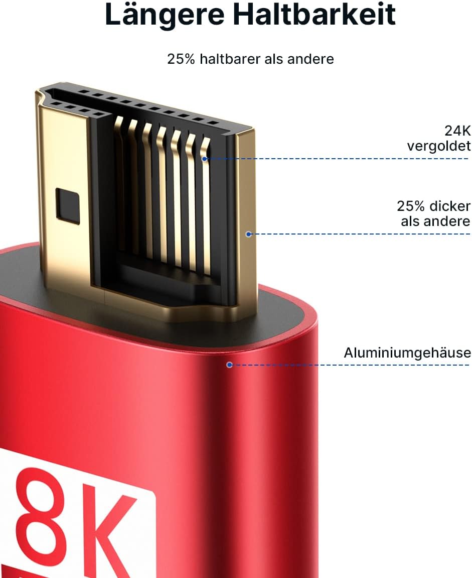 JSAUX 2 Stück 8K HDMI Kabel 3m | 4K & 8K HDMI 2.1 48Gbps High Speed HDMI Kabel | 4K@120Hz 144Hz, 8K@