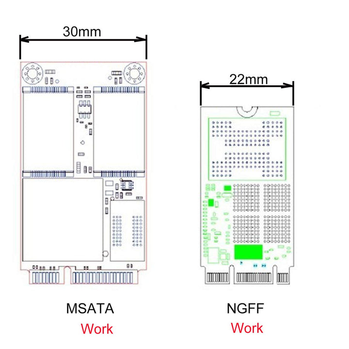 CY USB 3.0 to SATA Adapter 22pin 2.5" Hard Disk to 2 in 1 Combo Mini PCI- E 2 Lane M.2 NGFF & mSATA