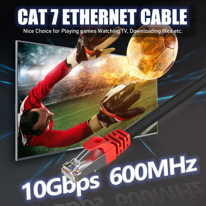 Soibke LAN Kabel 15 Meter, Ethernet Kabel 15m Cat 7 Hochgeschwindigkeit Netzwerkkabel Schwarz Geschi