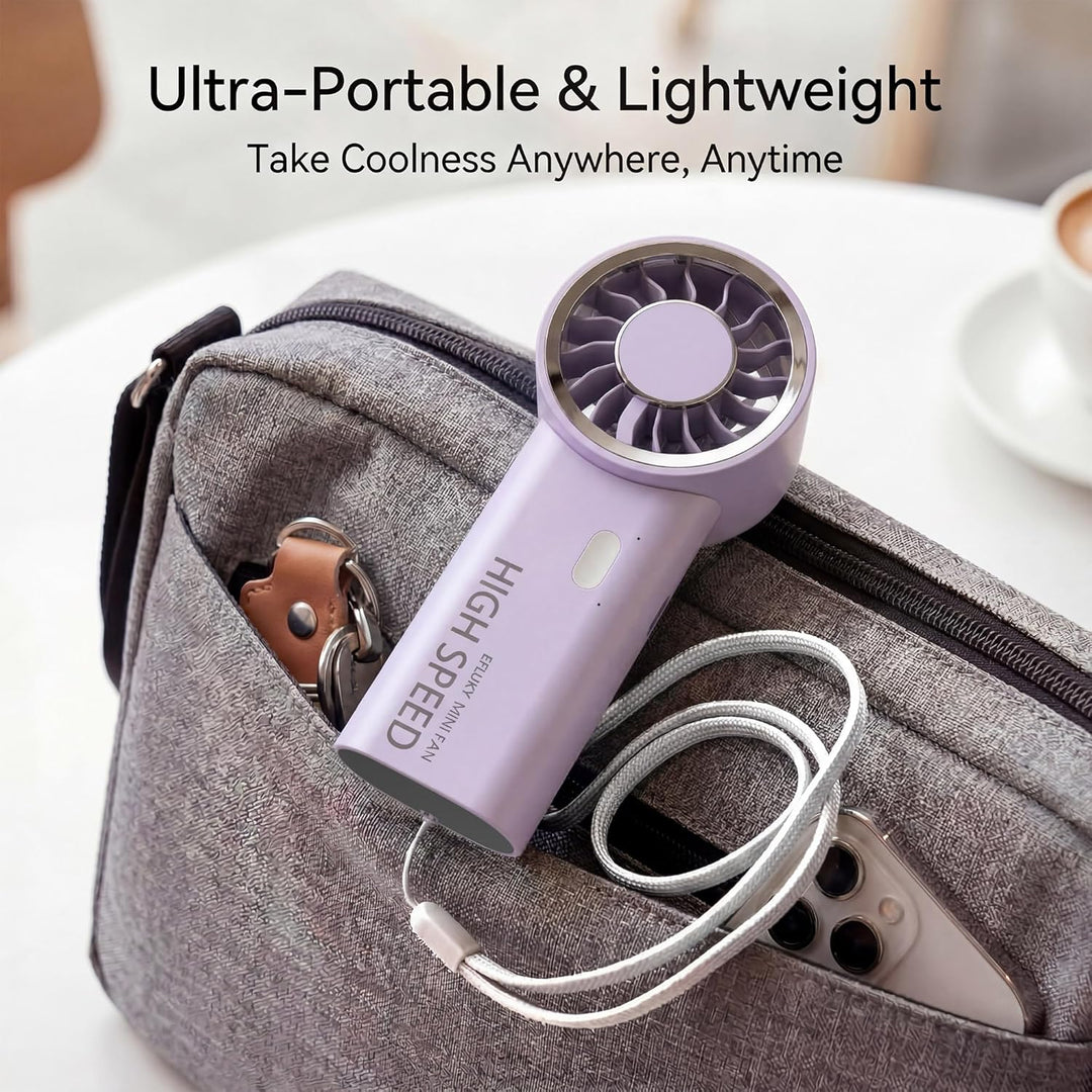 efluky Handventilator, Mini Hochgeschwindigkeits-Ventilator, USB wiederaufladbar mit 5 Geschwindigke