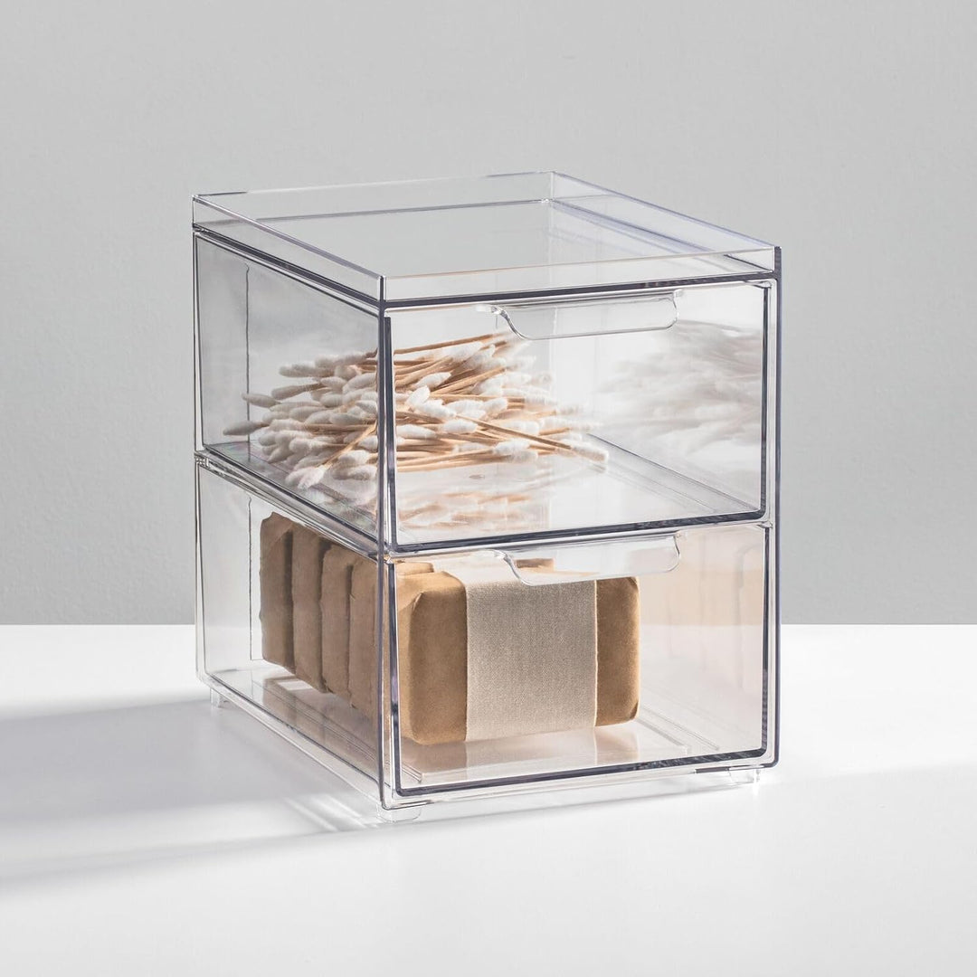 mDesign Kosmetikorganizer – stapelbare Schubladenbox aus Kunststoff mit 2 Schubladen – praktische Bo