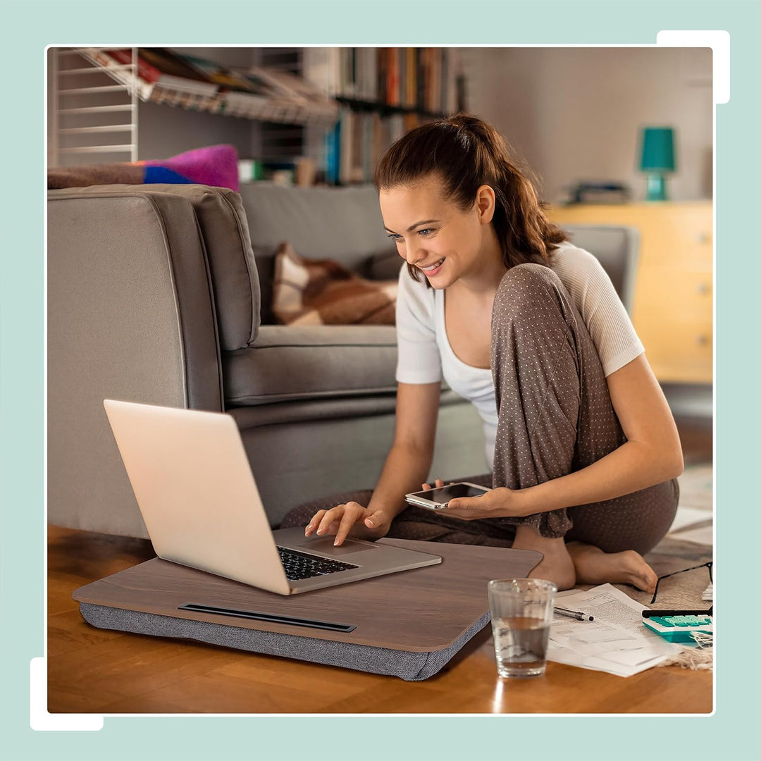 Relaxdays Laptopkissen mit Handyhalter, BxT: 46 x 35 cm, Laptopunterlage für Bett & Sofa, Laptop Kni