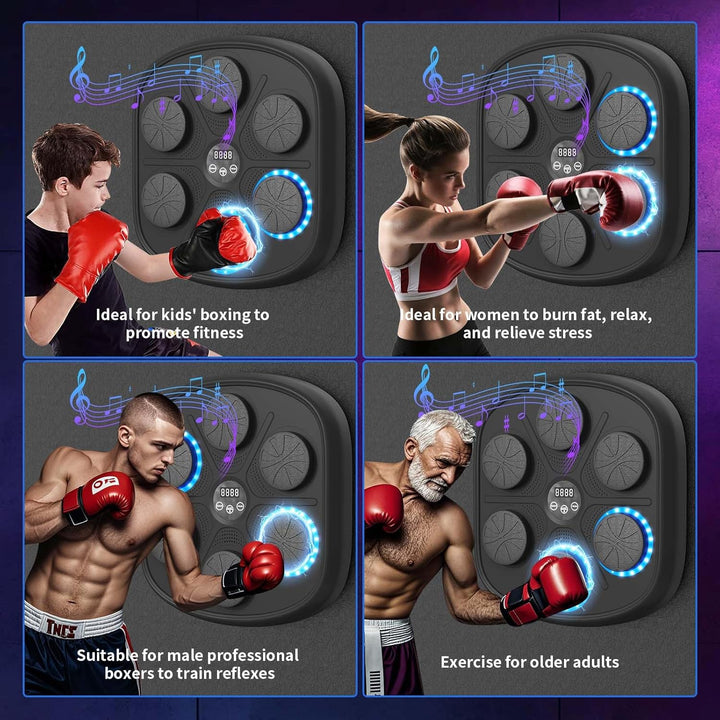 RevFit Music Boxing Machine mit LED-Lichtern, Bluetooth, 9 Geschwindigkeitsmodi &amp; Zählmodus, Elektro