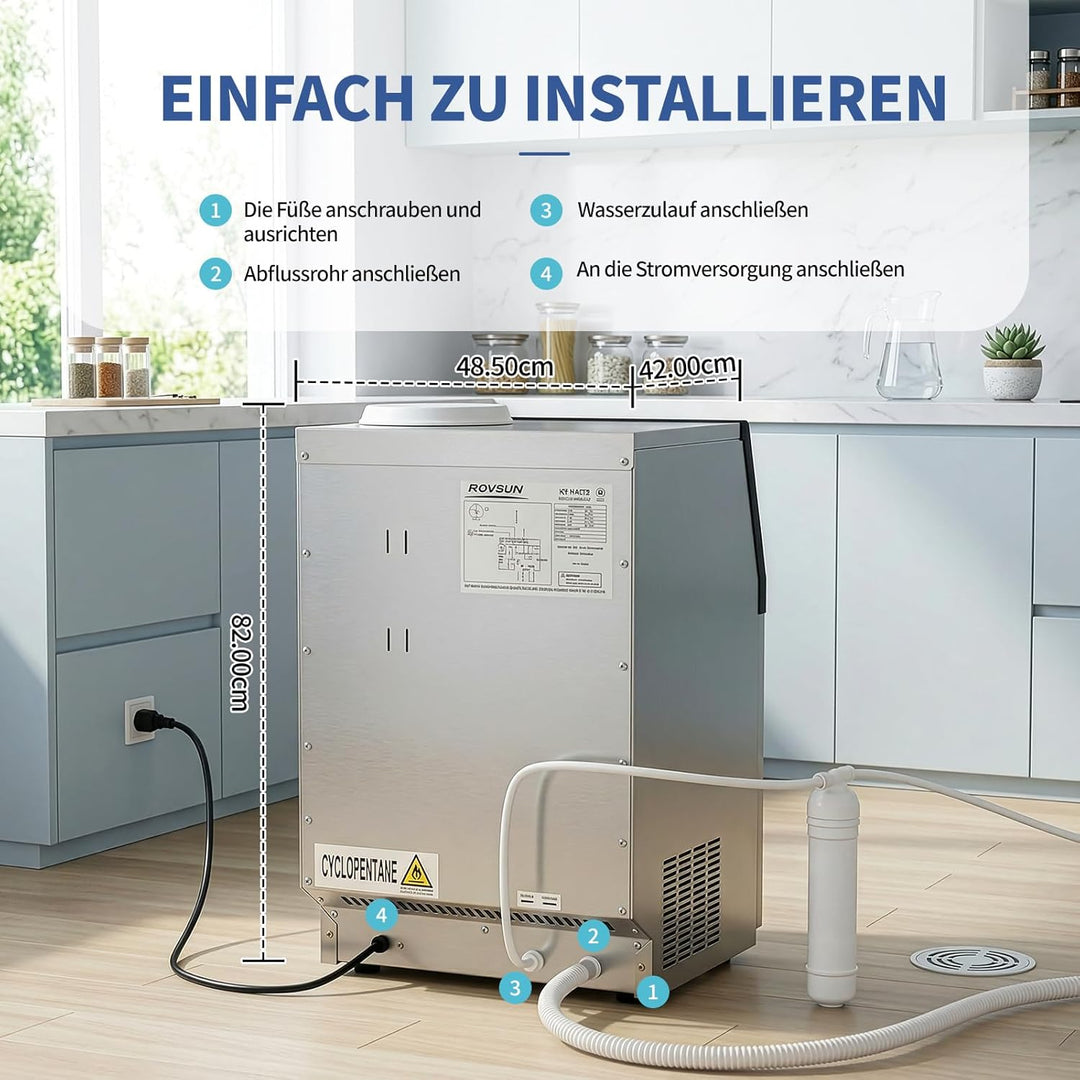 LEADZM Kommerzielle Eiswürfelmaschine Freistehender Eiswürfelbereiter Eismaschine mit Timer, ideal f