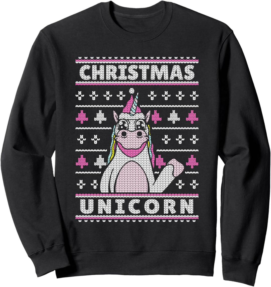 Weihnachten Festliches Muster Advent Pinkfarben Einhorn Sweatshirt