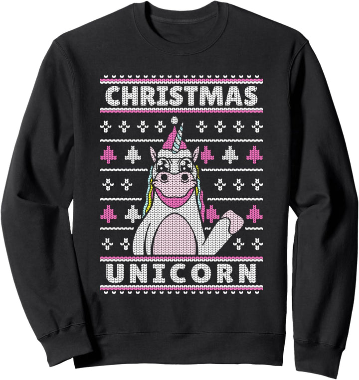 Weihnachten Festliches Muster Advent Pinkfarben Einhorn Sweatshirt
