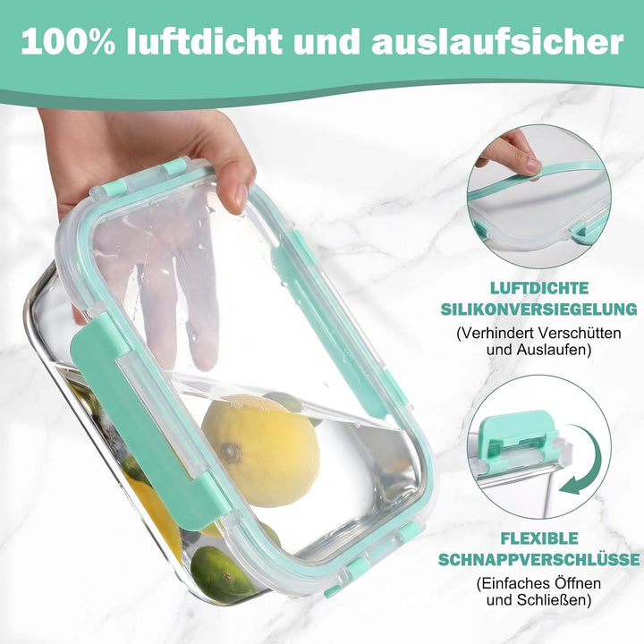YASHE Glasbehälter mit Deckel, 12 Teile Stapelbar &amp; Luftdicht Meal Prep Boxen Glas für Spülmaschine,