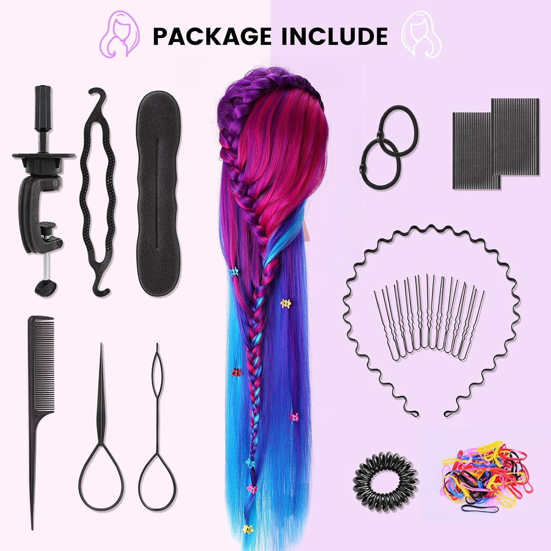 Yofuly 29 Zoll Trainingsköpfe für Friseure Übungskopf, 100% Kunstfaser Kosmetik-Mannequin-Puppenkopf