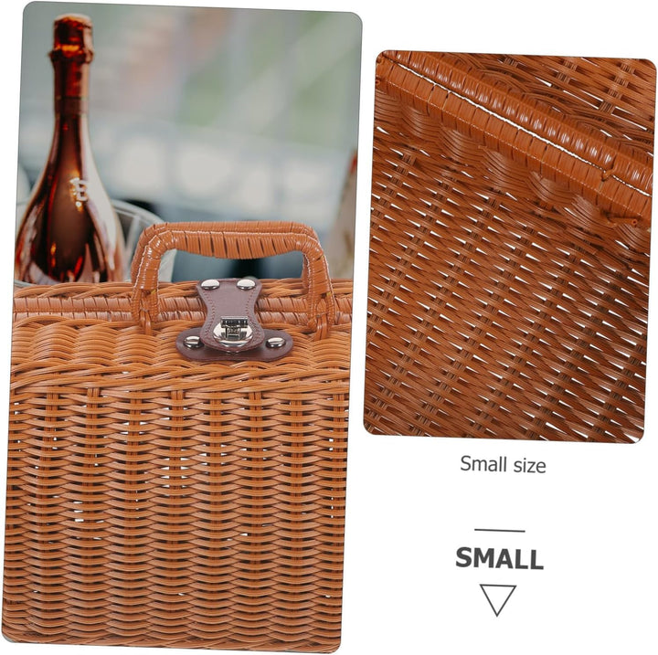 Weidenkoffer, Rattan-Koffer, gewebter Make-up-Organizer, Picknick-Behälter, Retro-Koffer-Box (L), L