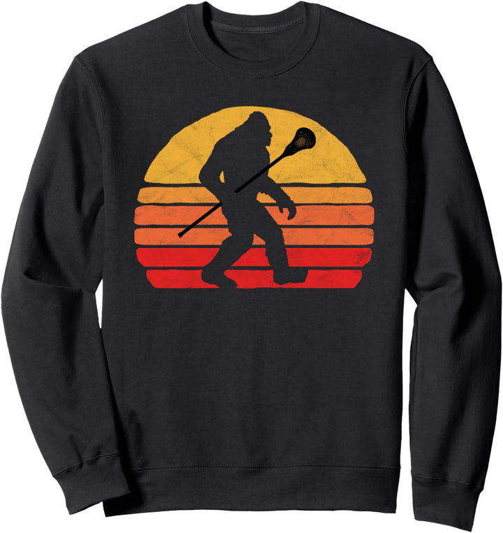 Bigfoot Lacrosse Stick Vintage Surf Sun Funny Lax Sweatshirt