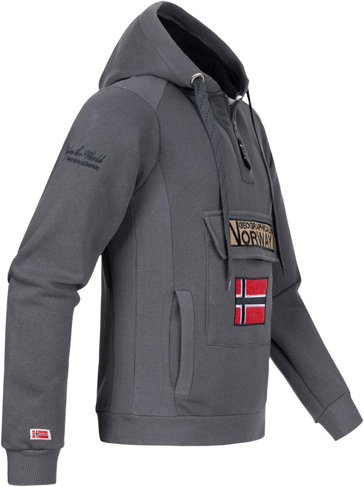 Geographical Norway Herren Gymclass Kapuzenpullover, Dunkelgrau