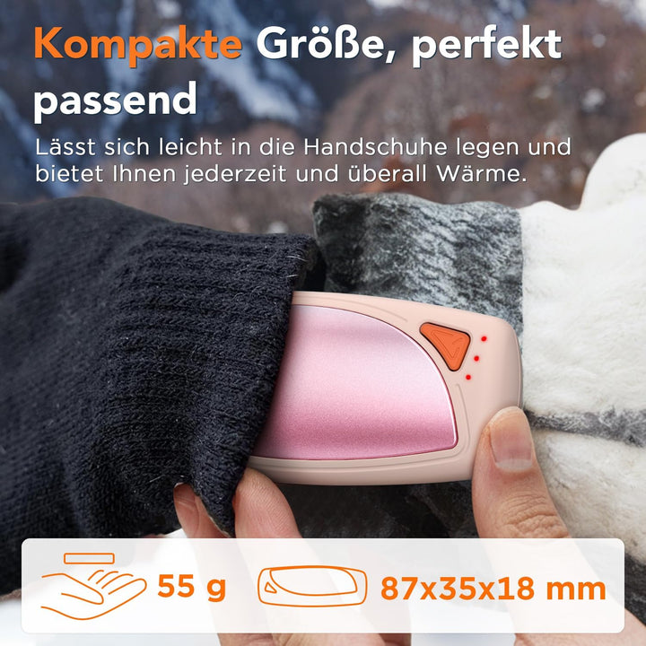 Lepwings Handwärmer Elektrisch 2er-Pack mit Ladecase, 14.000 mAh, Wiederverwendbare Taschenwärmer, B