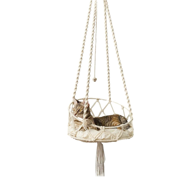 Generic Katzenbett, Makramee Hängematte, 40x130cm, Baumwolle, Geknüpft, Innenbereich