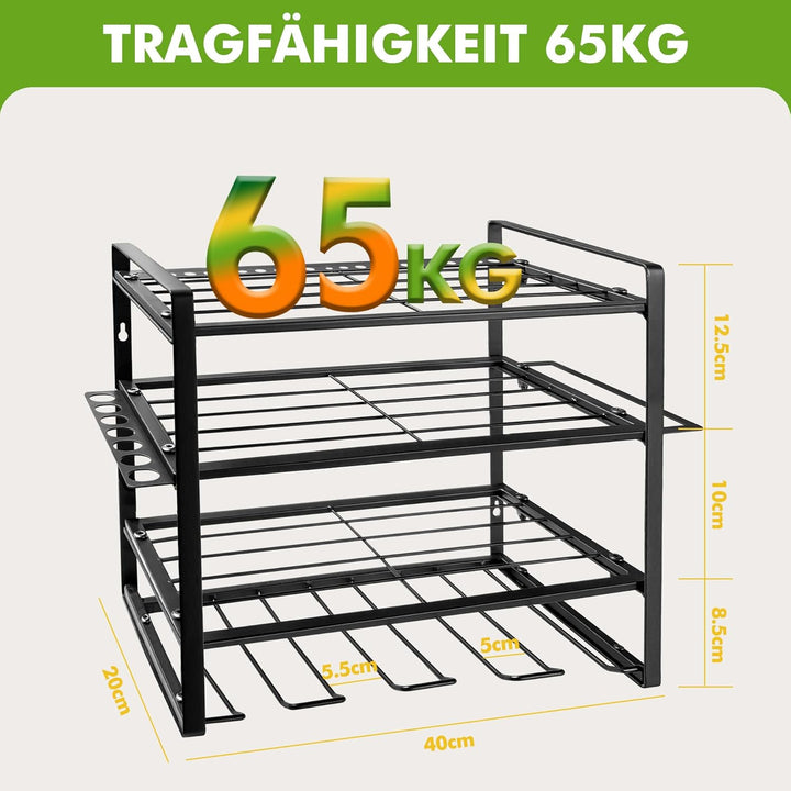 Mimoke Wandmontiertes Werkzeugregal - 4-stufiger Elektrowerkzeug-Organisator & Bohrerwerkzeug-Organi