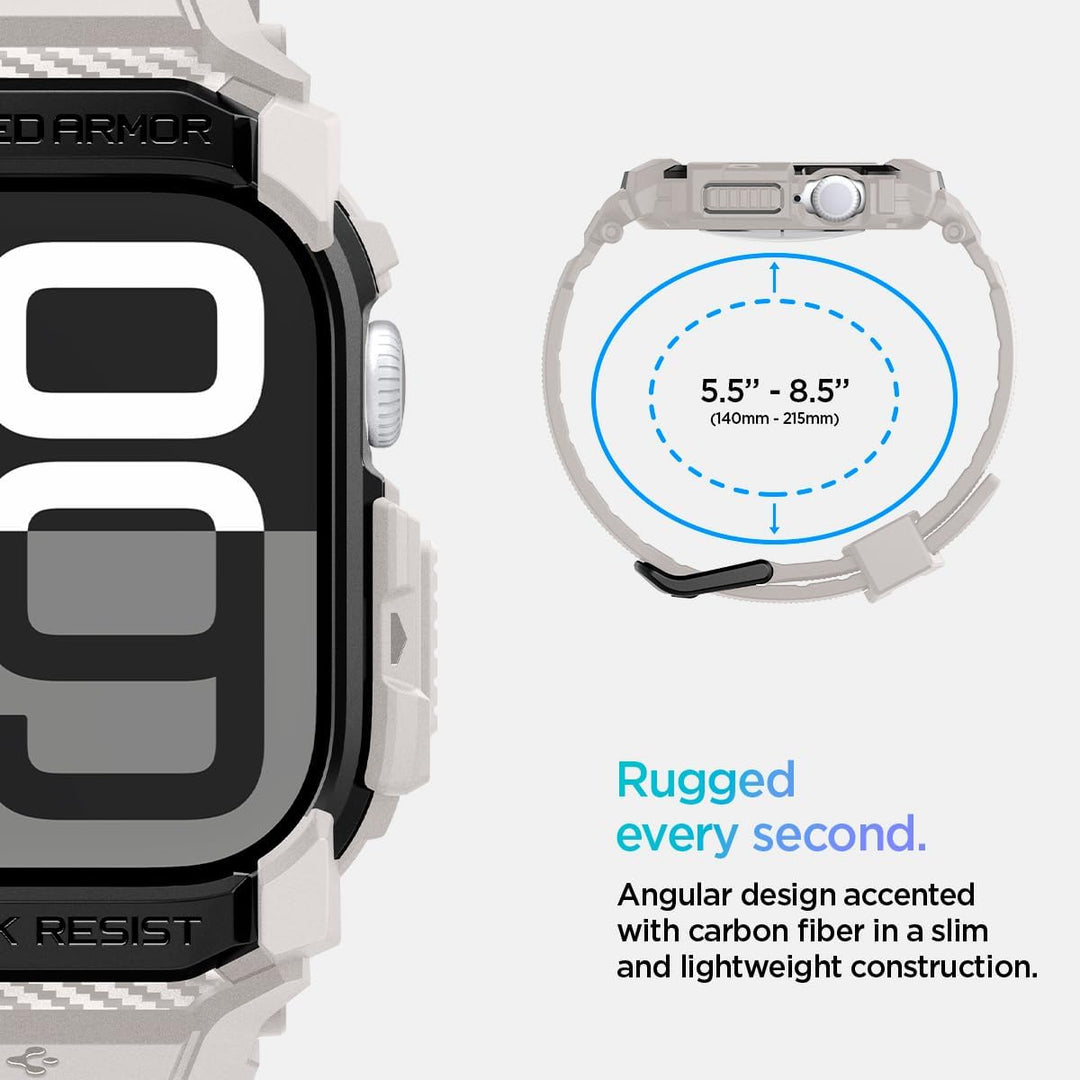 Spigen Rugged Armor Pro Hülle mit Armband Kompatibel mit Apple Watch 11/10 46mm (2025/2024) Dünenbei