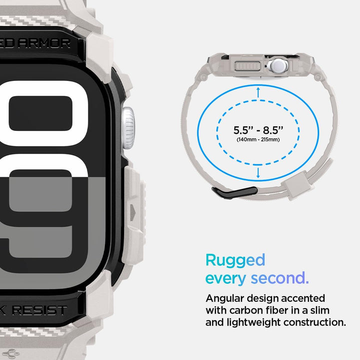 Spigen Rugged Armor Pro Hülle mit Armband Kompatibel mit Apple Watch 11/10 46mm (2025/2024) Dünenbei