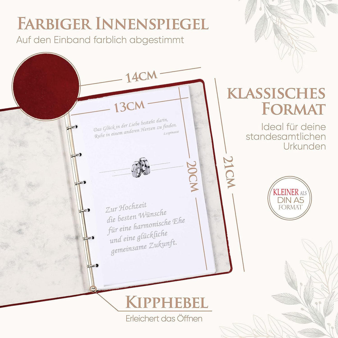 Stammbuch MAGRIT - rot, Velours, Goldprägung, Stammbuchformat A5