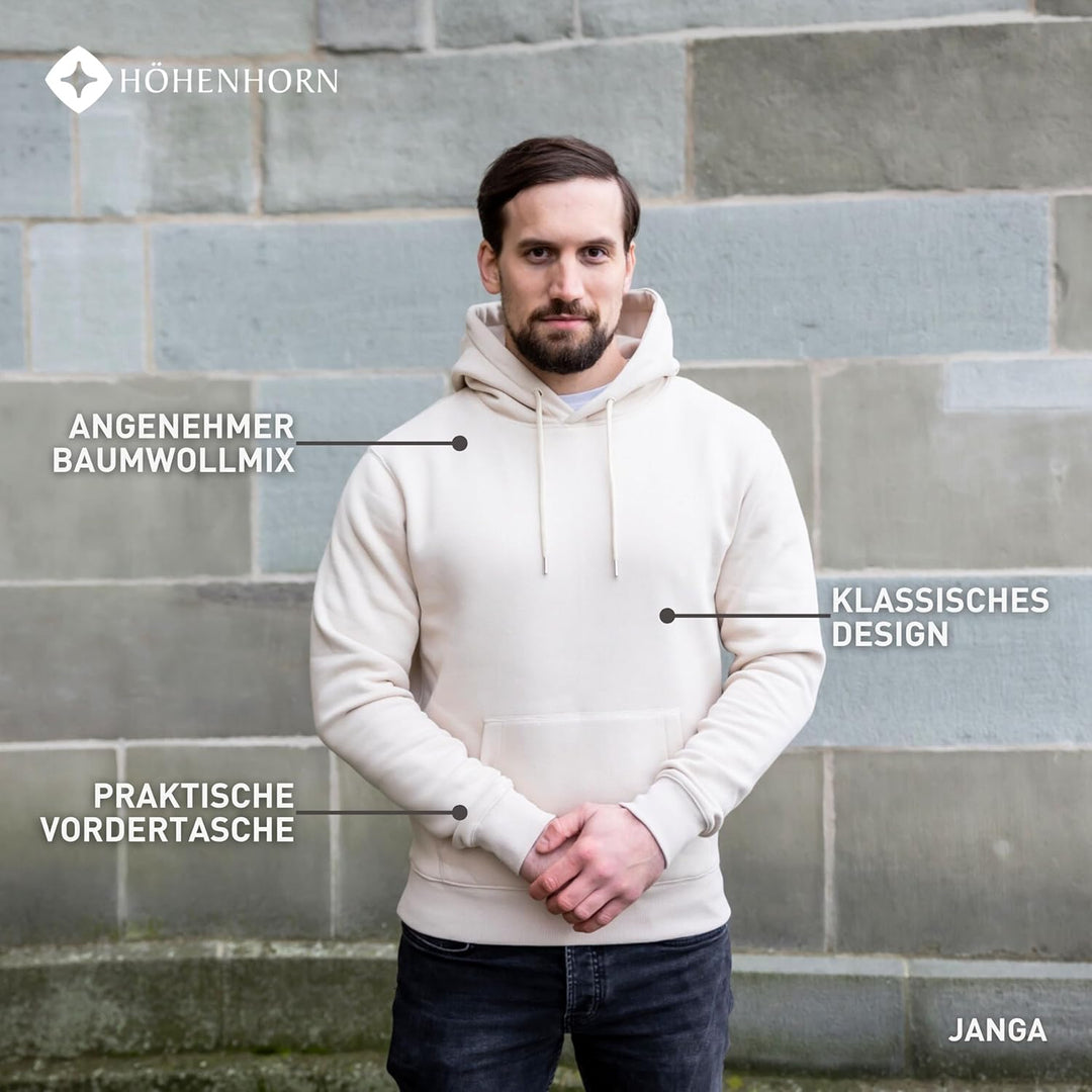 Höhenhorn Janga Hoodie Herren Kapuzen Pullover Hoody Sweatshirt aus Hochwertiger Baumwolle M Beige,