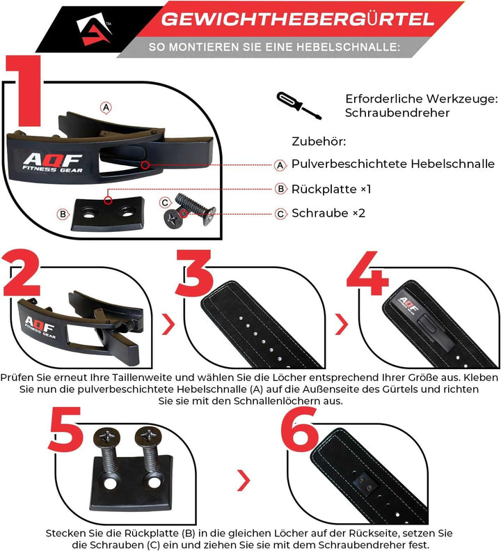 AQF Gewichthebergürtel Lever Schnalle, 4" Breit 10mm Dick Leder Belt - Genehmigt IPL USPA Kraftraini