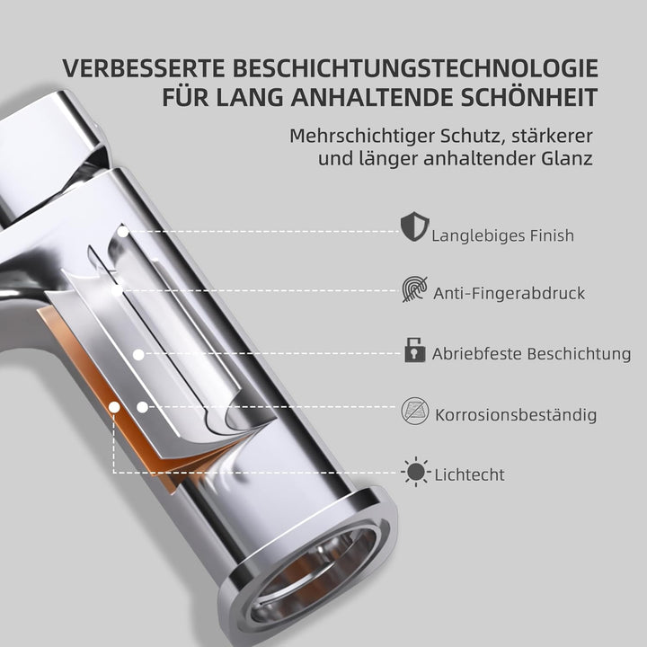 BELZ Wasserhahn Bad,Waschtischarmatur Einhandmischer Armatur Waschbecken mit Auslauf Höhe 86 MM,Wass
