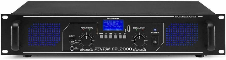 Fenton FPL2000 PA Verstärker 2000 Watt, 3 Kanal Endstufe, Digitalverstärker mit Bluetooth, AUX, USB,