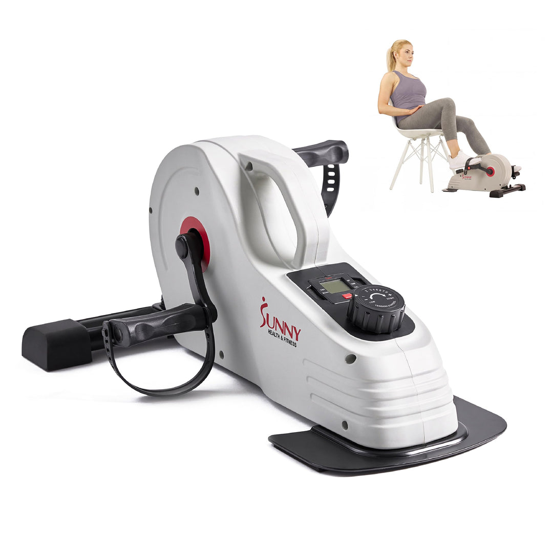 Sunny Health &amp; Fitness Smart-Heimtrainer, Untertisch-Mini-Pedaltrainer mit Doppelfunktion für Senior