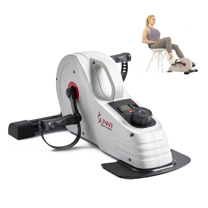 Sunny Health &amp; Fitness Smart-Heimtrainer, Untertisch-Mini-Pedaltrainer mit Doppelfunktion für Senior